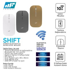  MF Product 0678 Hibrit Bluetooth & Wireless Pilli Kablosuz Mouse - Beyaz - 5